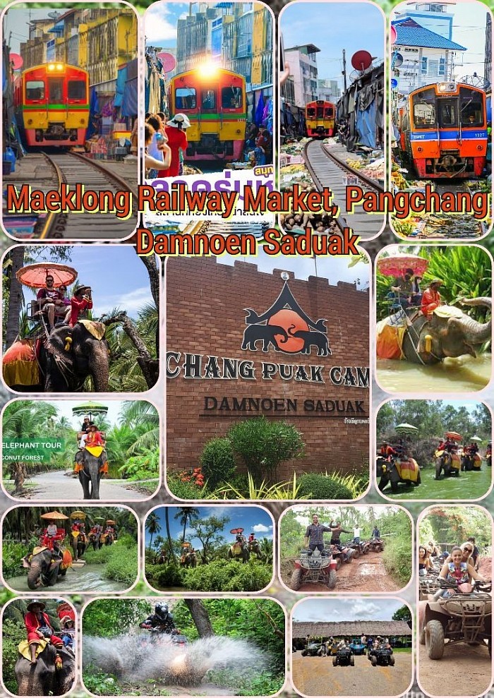 City Tour one way trip Maeklong Railway Market Damnoen Saduak Floating Market Damnoen Saduak Elephant Camp